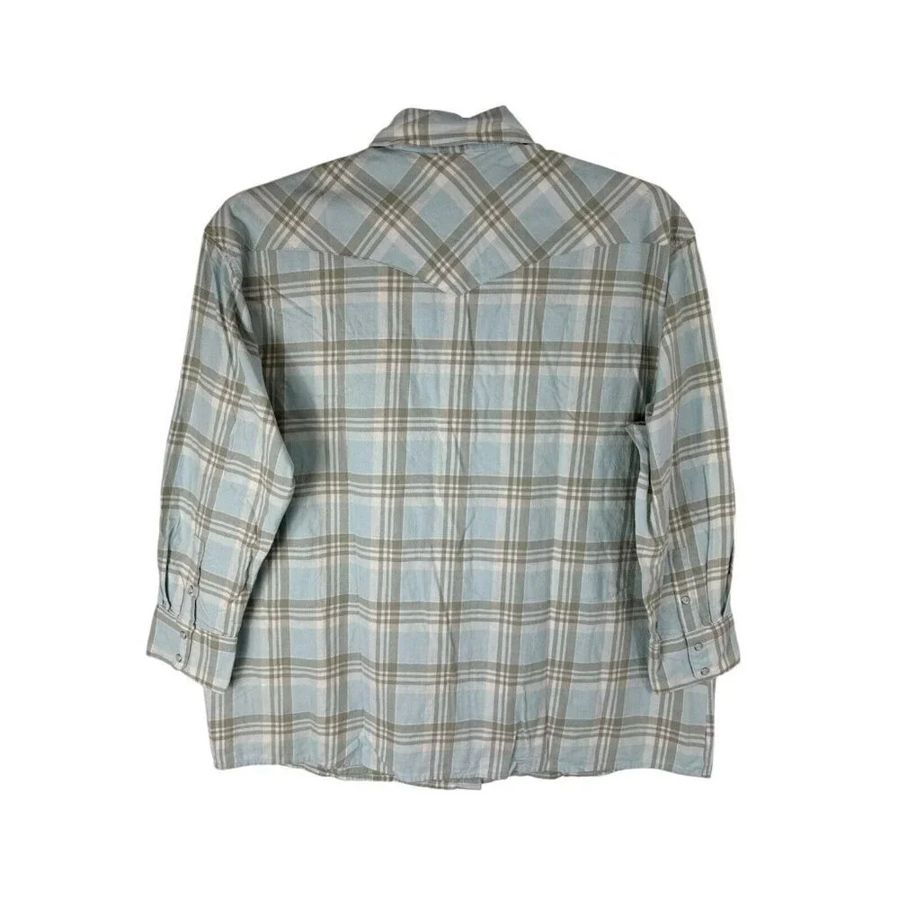Levi’s Men's L Pearl Snap Western‎ Shirt Blue Plaid NWT
